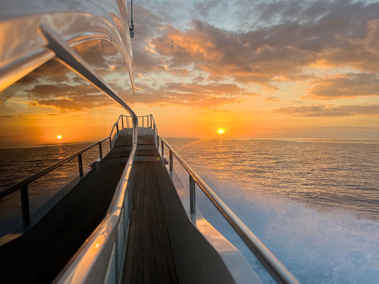 Sunset from the deck of a yacht